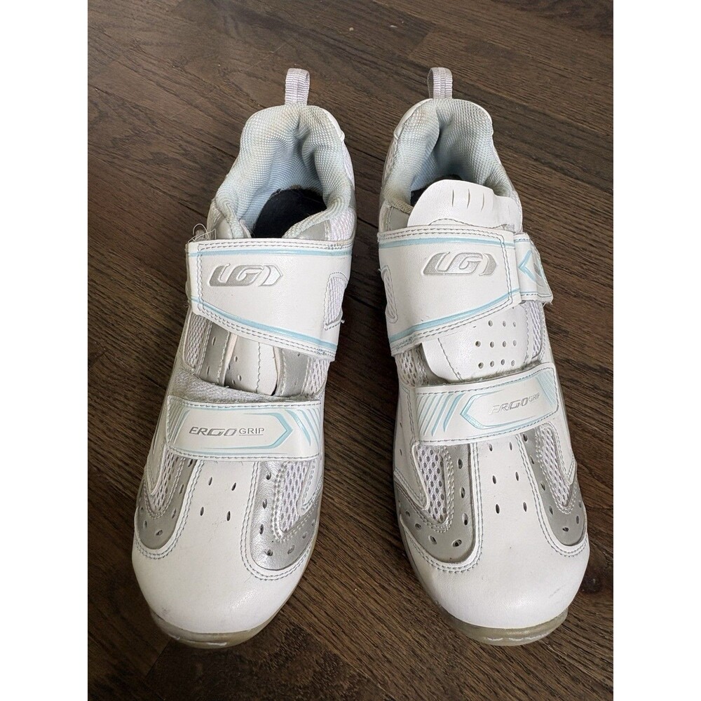 Louis Garneau ERGO GRIP Cycling Spin Shoes White Leather Women’s Size US 10